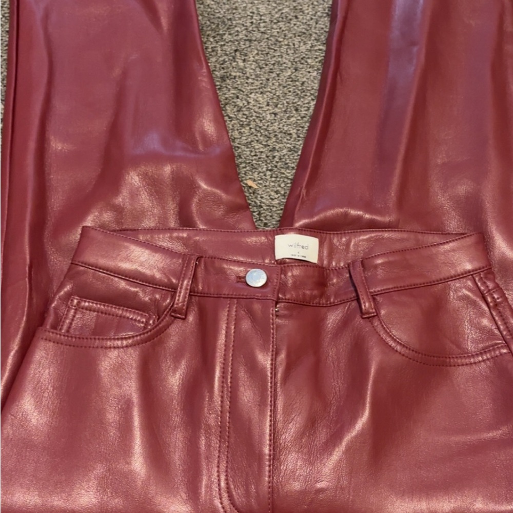 Aritzia Burgundy Leather Pants